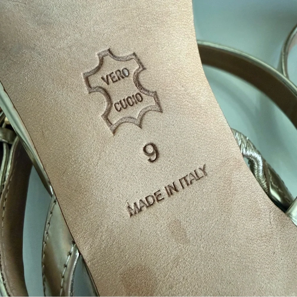 Tory Burch Penelope Slingback Sandal Mirror Metallic Gold Size 9 - Picture 13 of 13